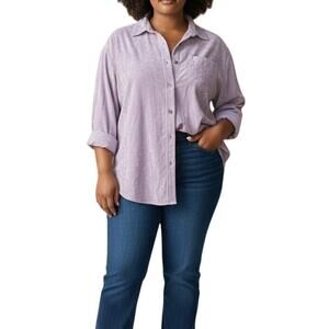 Vintage Bill Blass Purple Velour Button Down Shirt Womens Sz 1X 90s Layer Pastel